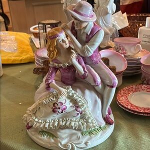 Vintage Porcelain Couple Figurine in Pink and White